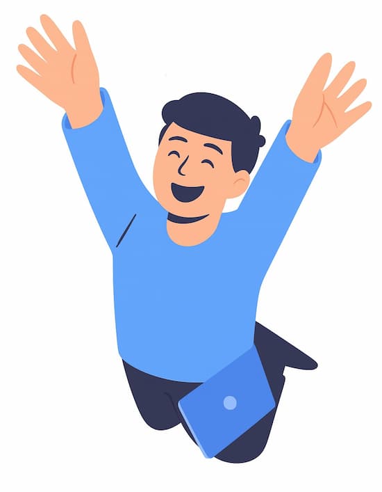 A man jumping in joy with two hands in the air after learning about leadsendr features